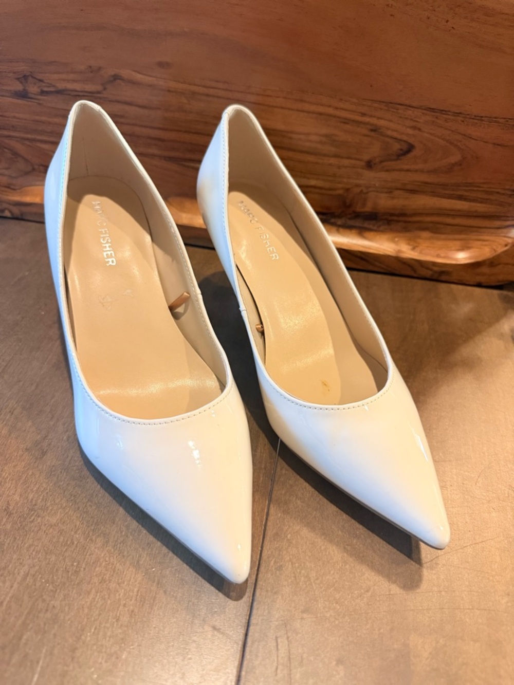 Marc Fisher cream Patent Pointed-Toe Pumps